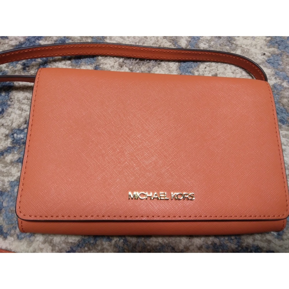 Michael Kors Medium Orange Leather Multicompartment Crossbody Bag NWOT